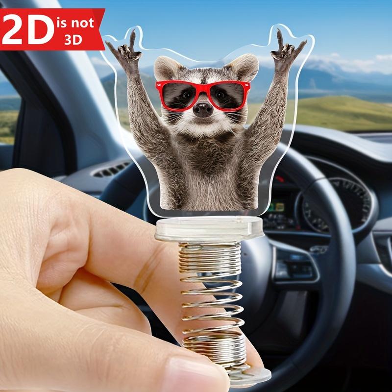 Cute 2D Swinging Raccoon, a Spring-driven Decoration for Desktops and Car Interiors.