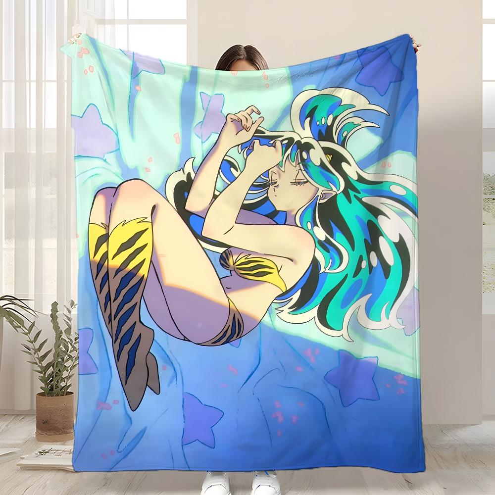 Anime Game Urusei Yatsura Throw Kid-Friendly Flannel Throw Blanket Soft Warm Anti-Static Washable All Season