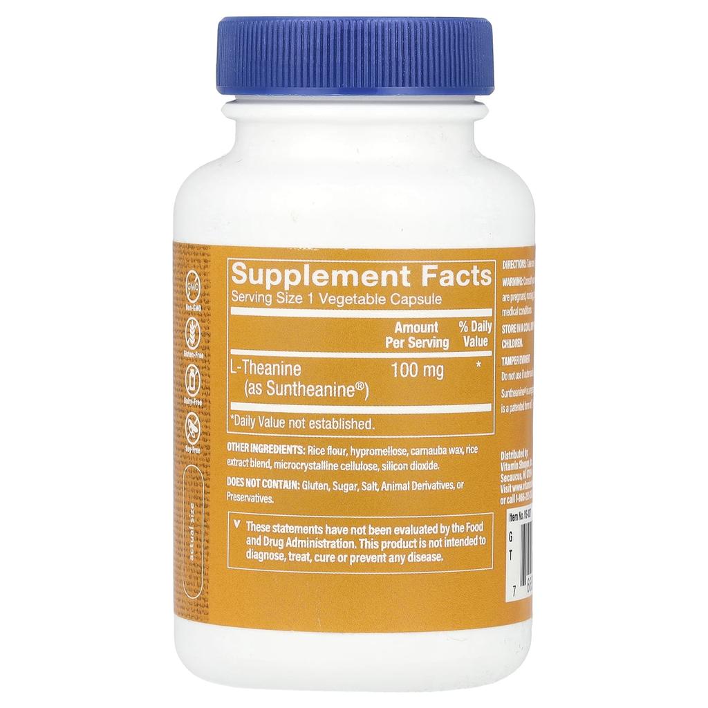the Vitamin Shoppe L-theanine, 100mg, 120 Veggie Capsules