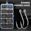 100 шт. рыболовных крючков ISENI Tube Fishing Hooks Set, крючки для морской рыбалки с зазубринами и ушком, в коробке, профессиональные снасти