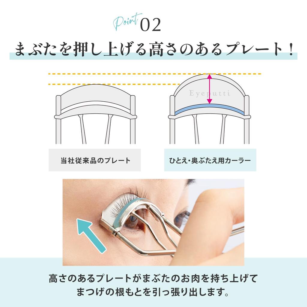 Щипцы для завивки ресниц Eyeputti для глубоко посаженных глаз и век с 2 сменными подушечками