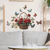 Creative Painted Roses Flower Basket Butterfly Bedroom Living Room Home Background Beautification Decoration Wall Stickers