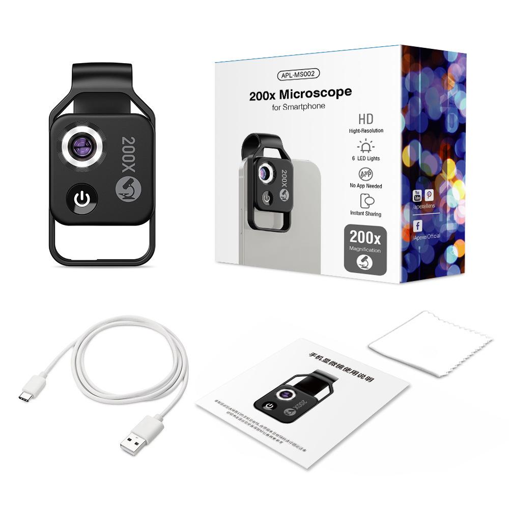 High-Definition 200x Portable Microscope for Mobile Phones with CPL for Children's Science Education & Biological Experiments