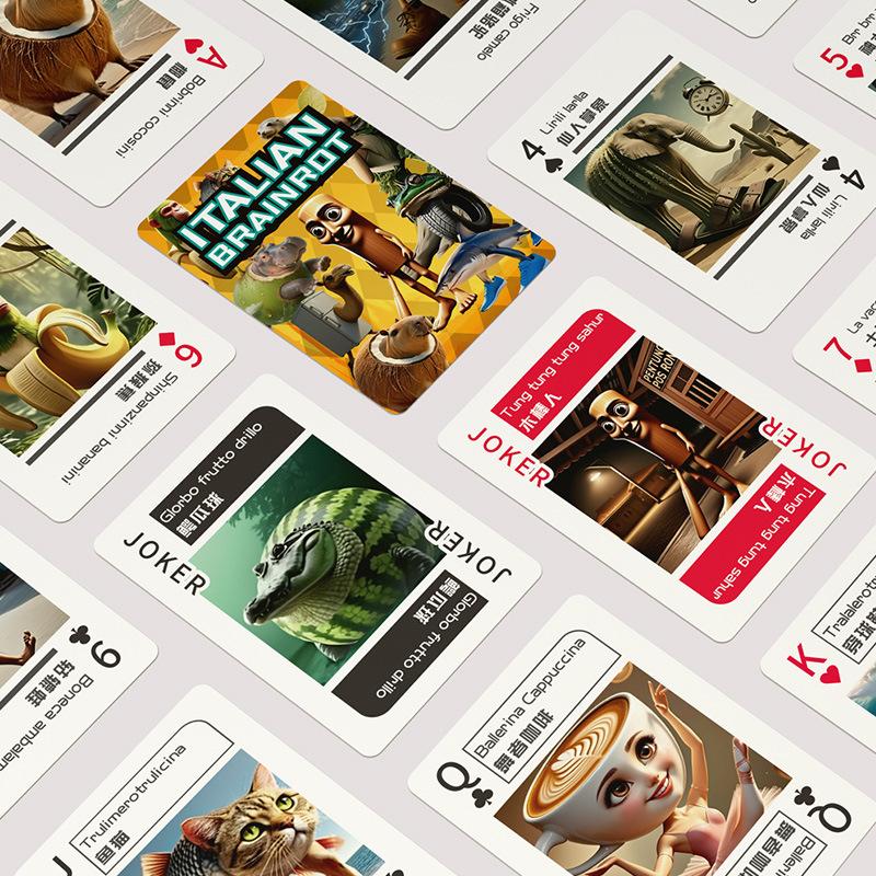 54PCS Playing Cards Italian Brainrot Tralalero Tralala Game Card Family Gatherings Board Game Leisure And Entertainment Toys