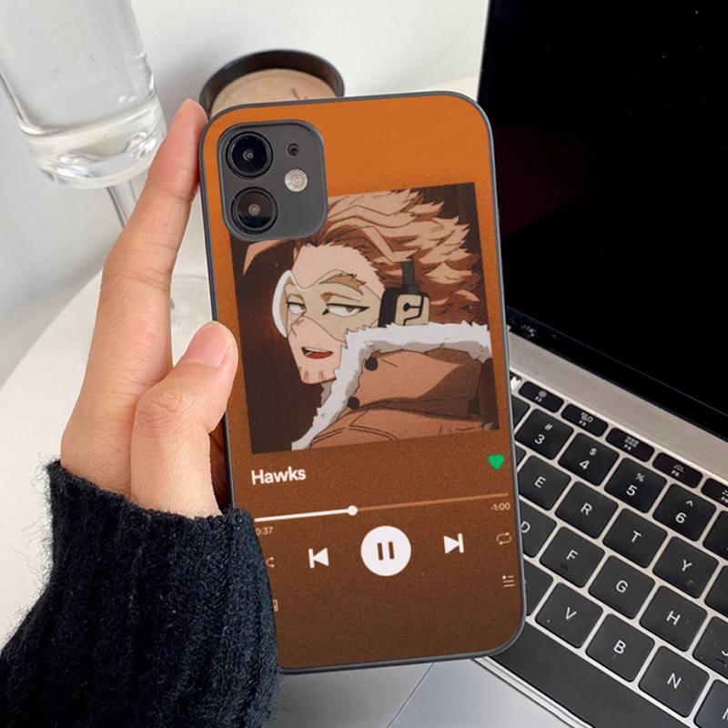 Чехол для телефона Anime MHA Hawks BNHA для iPhone 11 12 13 mini pro XS MAX 8 7 6 6S Plus X 5S SE 2020 XR