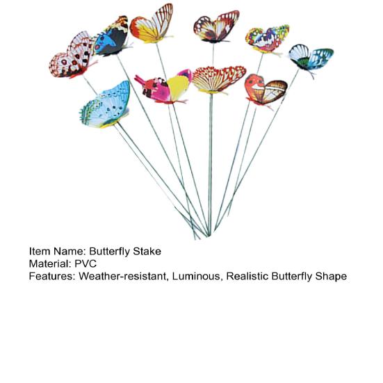 10 шт. светящийся колышек для бабочек, устойчивый к погодным условиям, уличный садовый горшок, ваза, 3D-поддельный колышек для бабочек, декоративная фотореквизит