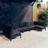 Day and Night - Day and Night Garden Furniture 7 Pieces and Cushions Black Solid Pine Wood