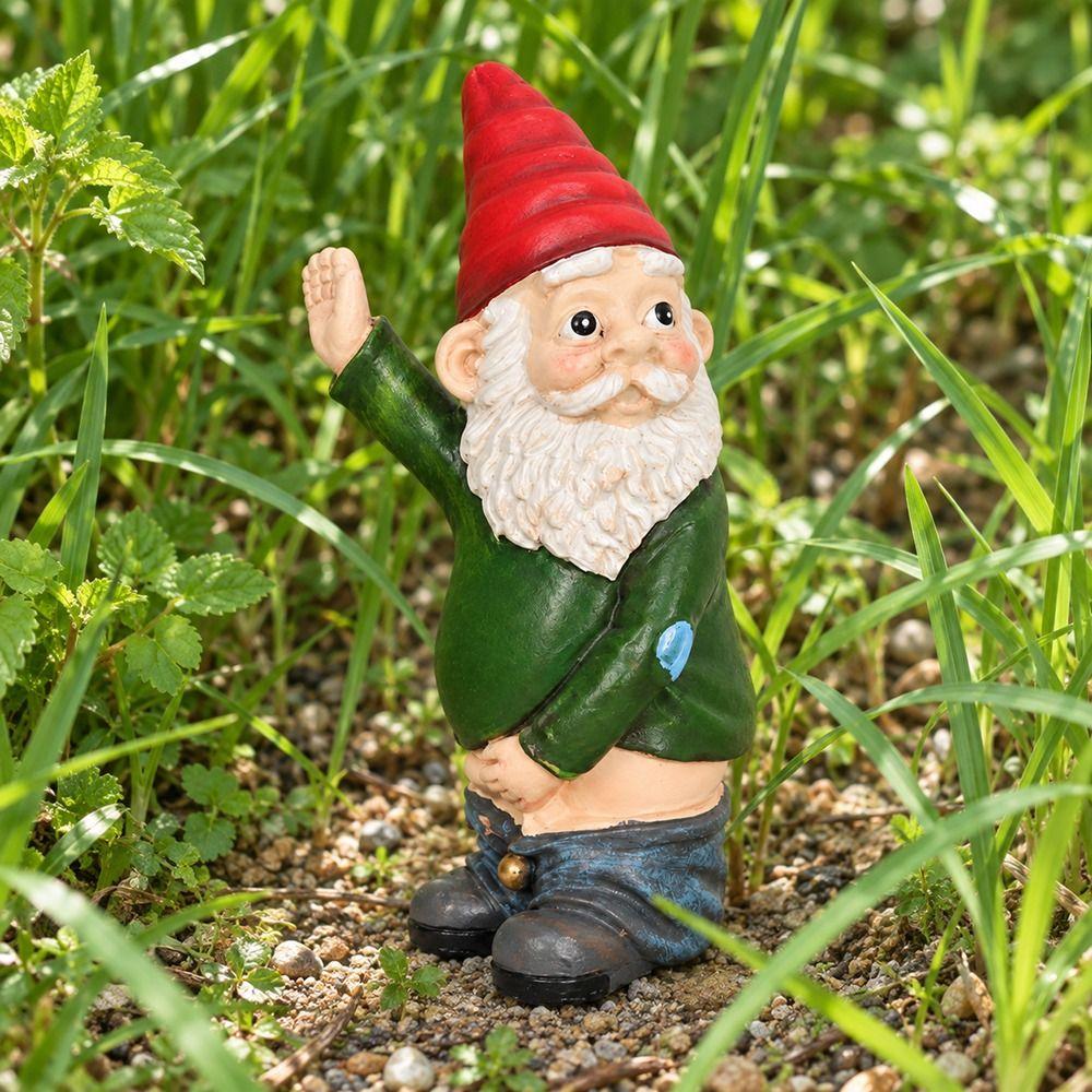 Resin Urinating Gnome Statue Garden Crafts Dwarf Sculpture White Bearded Old Man Sculpture