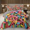 Сладкий Конфетный Комплект Квилтов для Девочек Мальчиков Подростков, Комплект Покрывал на Кровать на Тему Леденцов Кинг Десертное Стеганое Покрывало Мультяшный Стиль Покрывало на Кровать
