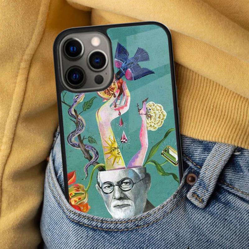 Sigmund Freud Soft Phone Case for iPhone 17 Air 16e Pro max 15 Pro 13 14 Plus 11 12 MagSafe Magnetic Coque
