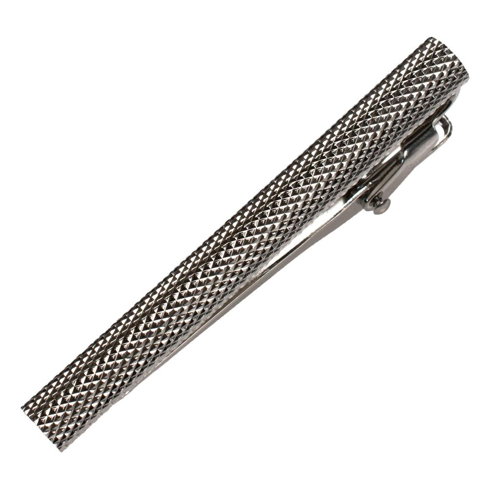 Галстучный зажим Tabarat из латуни с насечкой и зажимами-крокодилами, мужской, Япония, (Серебряный)