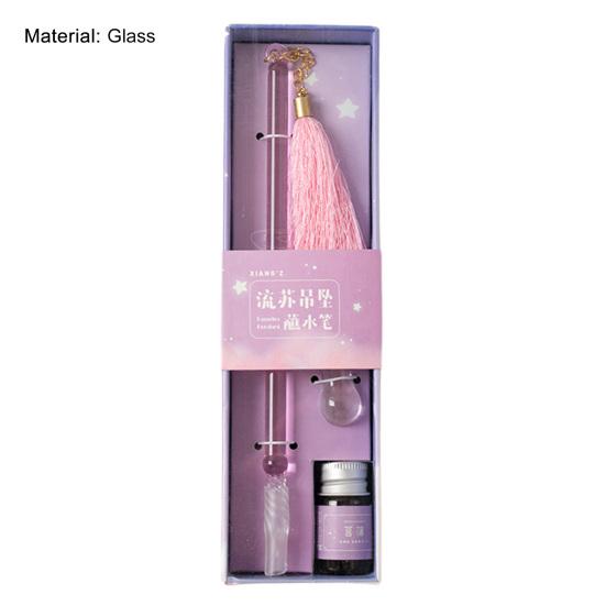 1 комплект перьевых ручек, прозрачная, экономящая чернила, легко очищаемая, художественная кристальная ручка для подписи, для рисования