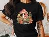 Whimsical Mushroom Garden T-Shirt, Cottagecore Illustration Tee, Enchanted Forest Design, Nature Lover's Graphic Shirt, Fungi Art Top