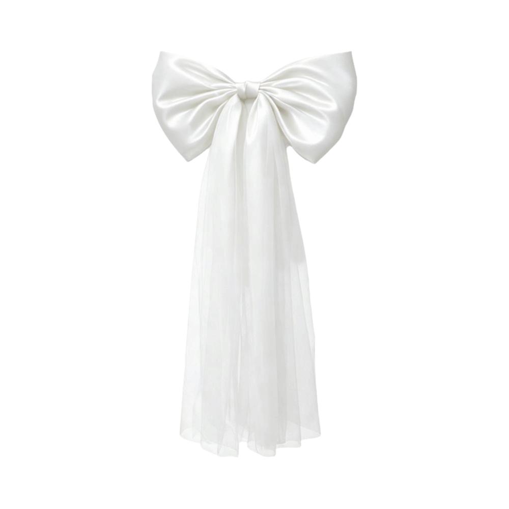 Elegant Large Ribbon Christmas Bow DIY Wedding Sash Tree Bow with Long Tails Dress Accessories Mesh Tull Xmas Vibe Decor Bow