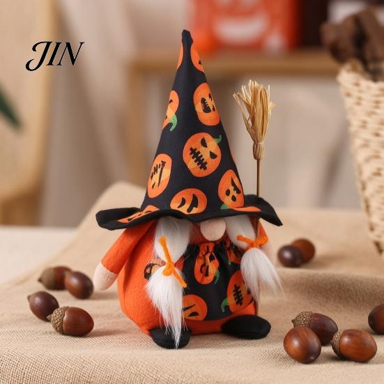 Striped Pointed Hat Gnome Halloween Gnomes Plush, Handmade Decoration, Dwarf Elf Ornaments for Witch Pumpkin Decor Tiered Tray Home Table Holiday