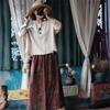 Johnature Осенняя женская льняная юбка с эластичным поясом, модная винтажная юбка в китайском стиле с принтом в стиле ретро