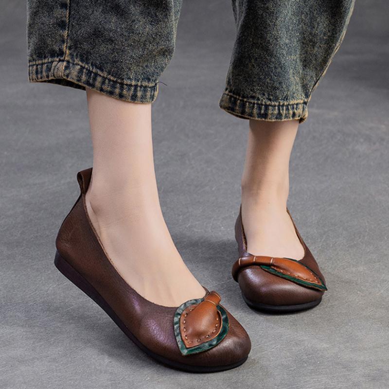 Johnature Туфли на плоской подошве из натуральной кожи в стиле ретро, ​​повседневная универсальная женская обувь на мягкой подошве с круглым носком и мягкой подошвой