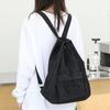 IELGY Korean Version of Casual Literary Canvas Backpack, Fashionable Nylon Solid Color Small Fresh Drawstring Backpack
