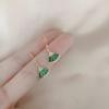 Fan Earrings Ins Sense Inlaid Grandmother Green Ear Hook Spring and Summer Light Luxury Earrings