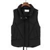 Women Autumn Winter Cotton Padded Waistcoat Stand Collar Sleeveless Vest Jacket Pockets Zipper Buttons Placket Windproof Warm Vest Coat