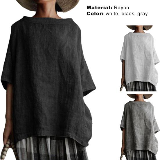 Boat Collar Shirt Comfortable Streetwear Concise Half Sleeve Women Top