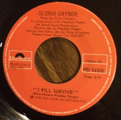 7-дюймовая пластинка GLORIA GAYNOR - I Will Survive PD14508 Polydor 1978 Канада Танцевальная и электронная музыка Б/у
