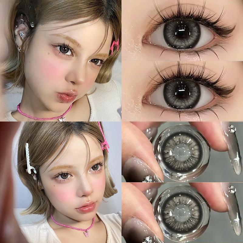 Контактные линзы MillCreek, 1 пара цветных контактных линз, диаметр 14,5 мм, содержание воды 40%, большой глаз с золотым порошком, мелкий блеск