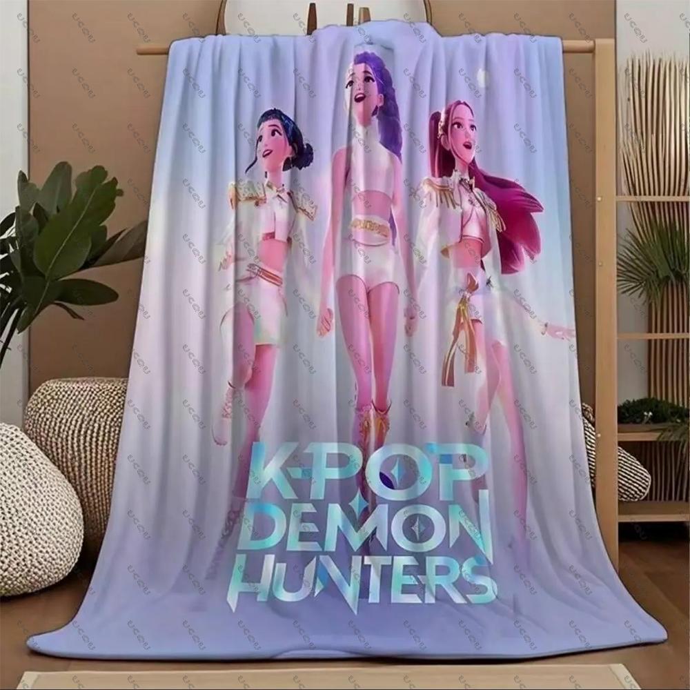 Горячее K-pop Одеяло Охотники на демонов Веселое Уютное Подарок Диван Путешествия Офис Тепло Осень Зима Поклонники К-поп Аниме Вдохновленное Милое Huntrix Новое