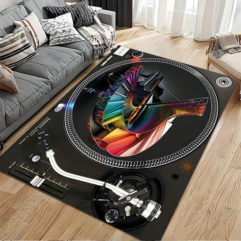 Colorful Piano Turntable Art Rug Non-slip rug suitable for living room and bedroom sofas.