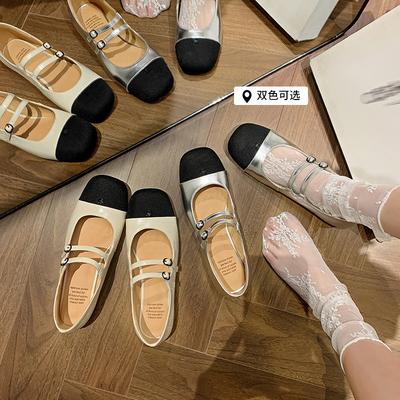 Версия из овчины~ Французские туфли Мэри Джейн в стиле Сяосянфэн женские туфли на плоской подошве с ретро-пряжкой балетки 2025 новые одинарные туфли