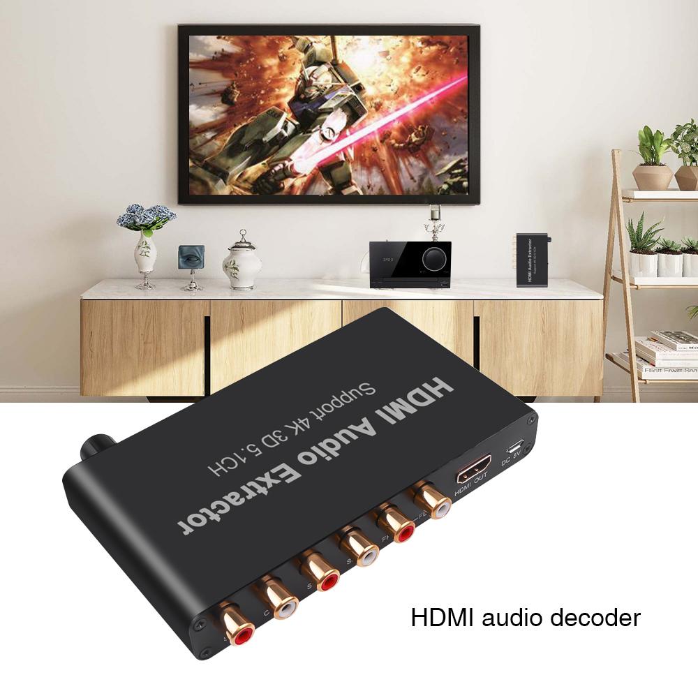 HDMI Audio Extractor Декодирование 5.1-канального аудиодекодера Усилитель Аналоговый преобразователь AC3/DST в 5.1 Коаксиальный кабель в RCA