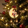 Decorative Iron Lamp Christmas Santa Moon Hanging Lamp, LED Lighted Ornament, Seasonal Entrance Hall Ornament Glowing Atmosphere Light for Wall Window