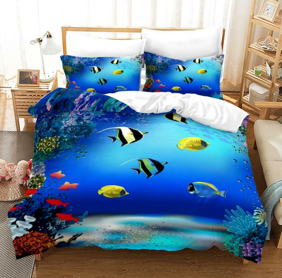 Underwater World Turtle Mermaid Ocean Summer Doona Cover Bedding Kid Quilt Cover