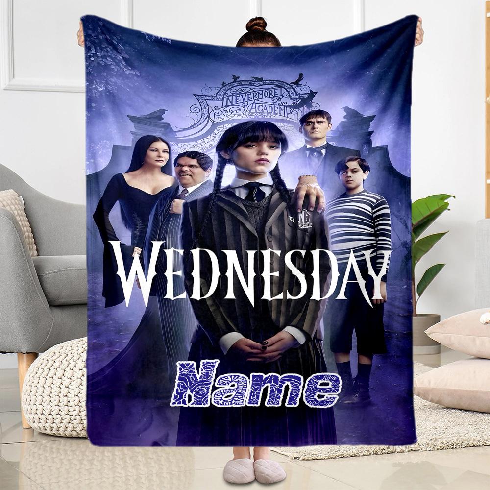 Wednesday Addams Mystery Customize Your Name Blanket Throw Personalized Blanket Durable Comfort Perfect for Livingroom Office Chair Nap Sofa