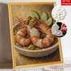 Pearl and Diamond Painting Art Kit Shrimp Seafood and Lime DIY Gemstone Beading Craft Kit Home Wall Decoration