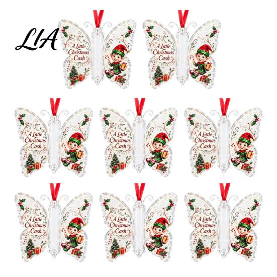 Hanging Holiday Decorations Butterfly Cash Gift Ornament, Christmas Money Holder Decor with Decorative Ornaments for Parties Festive Print,