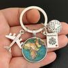 1PC Travelling Keyring Plane Passport Earth Keychain Accessories Traveler Gift