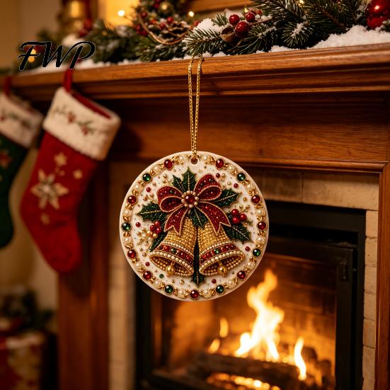 Decorative Acrylic Piece Christmas Hanging Ornament, Double Side Printed Ornament Holiday Tree Decor Pendant, Festive Home Decoration Decorations