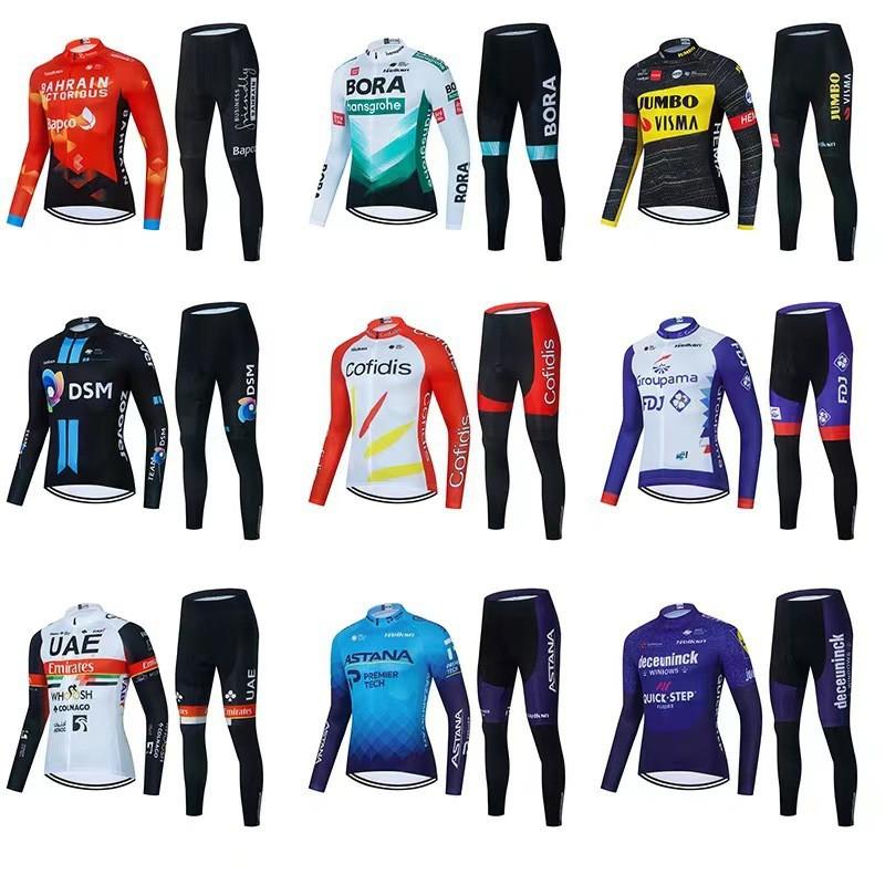 Mens Cycling Jersey Set Long Sleeve Quick Dry Breathable Mountain Road Bike Apparel