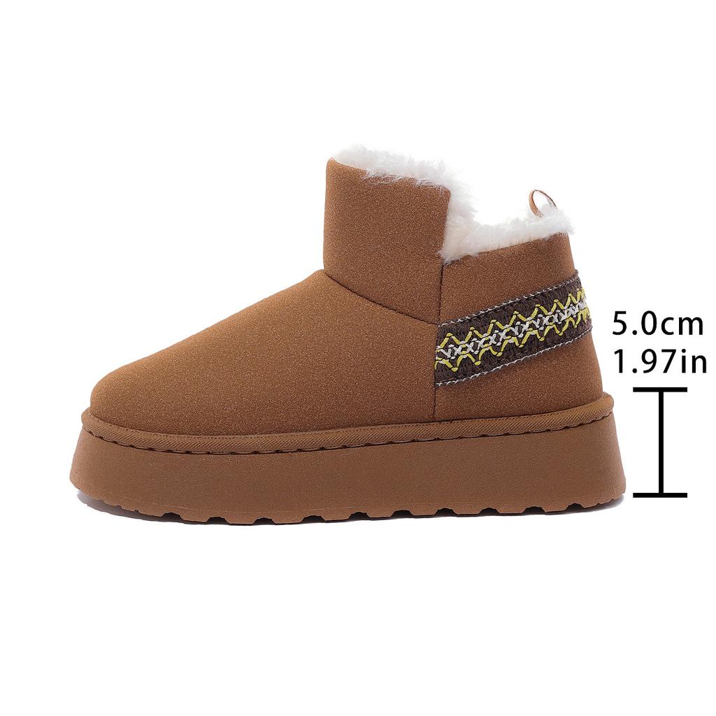 Ретро вельветовые теплые зимние сапоги на толстой подошве для женщин, зимние новые хлопковые сапоги, короткие сапоги большого размера для женщин