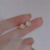 Sugar Cube Stud Earrings Women's Temperament Light Luxury French Geometric Commuter Earrings