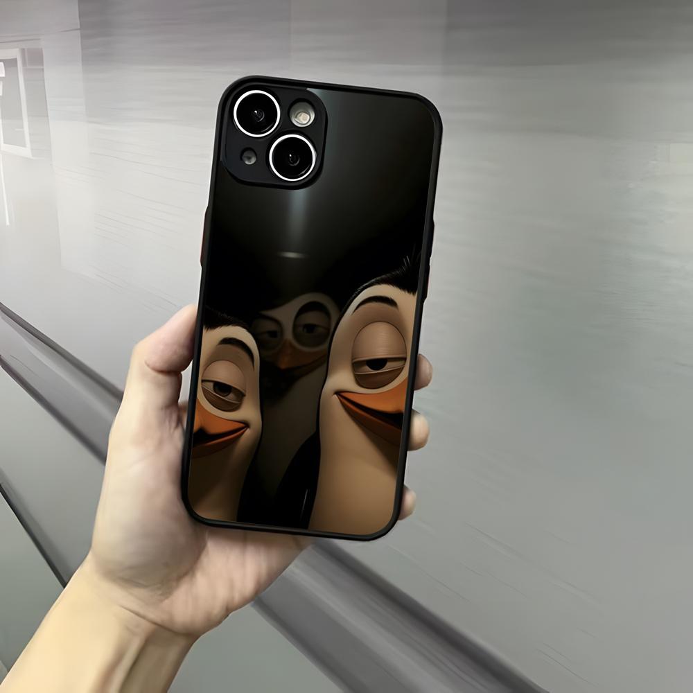M-Madagascar Penguin Phone Case For Iphone 17 16 15 14 13 12 Pro Max Xr Air Plus Skin Feel Black Hard Shell Cover