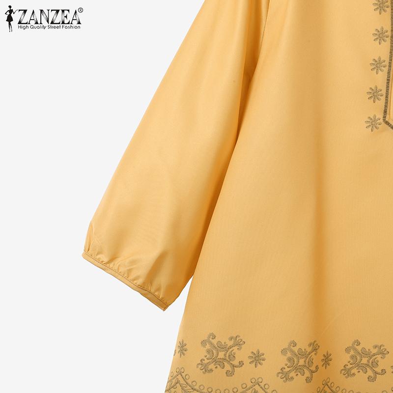 ZANZEA Женский повседневный комплект из двух частей: блузка с длинным рукавом и брюки с принтом