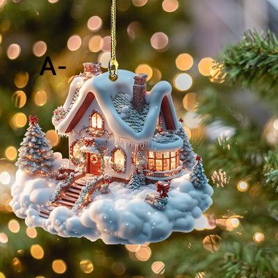 Новое подвесное рождественское украшение Акриловый зимний снежный домик Подвески для рождественской елки Украшение для дома Утолщенное Праздничное Очаровательное для помещения