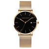 Hannah Martin Watch Waterproof Watch Simple Business Watch Date Day of the Week Men Watch Men's Men's Men's (Golden Black)