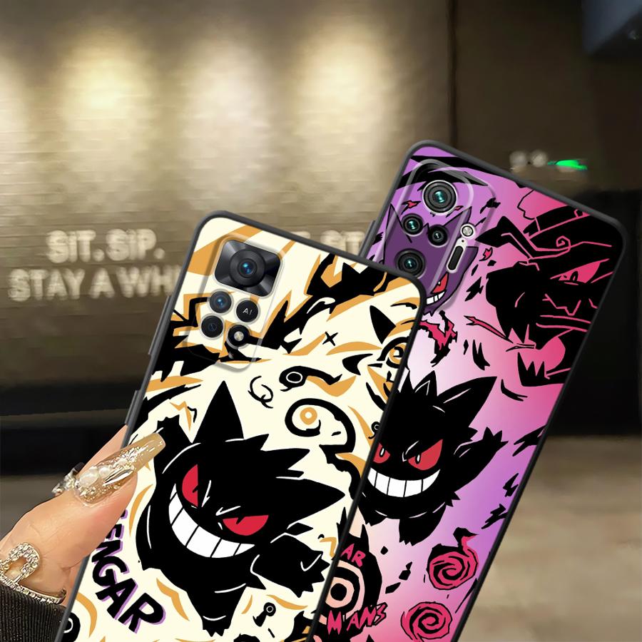 Крутой чехол для телефона Pokemon Gengar для Xiaomi Redmi Note 13 Pro Plus 9 12 Pro 7 8 11s 12s 11 14 10 10S 9S Funda