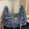 Джинсовая модная сумка-мессенджер большой вместимости, новая повседневная сумка-тоут, ретро наплечная сумка, модная сумка высокой ценности, женская