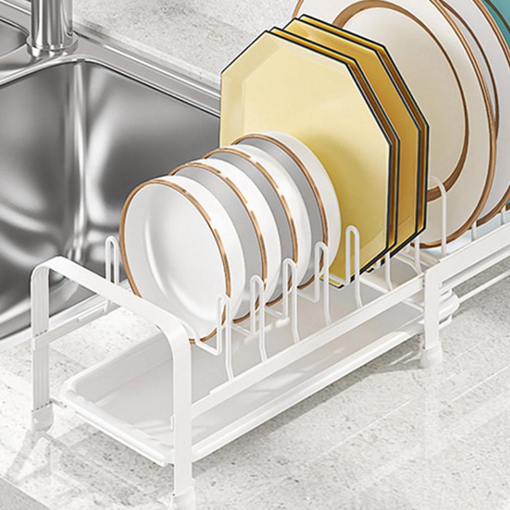 Выдвижная подставка для посуды из углеродистой стали с держателем для слива воды, органайзер для кухонных ящиков для посуды, крышек и разделочных досок.