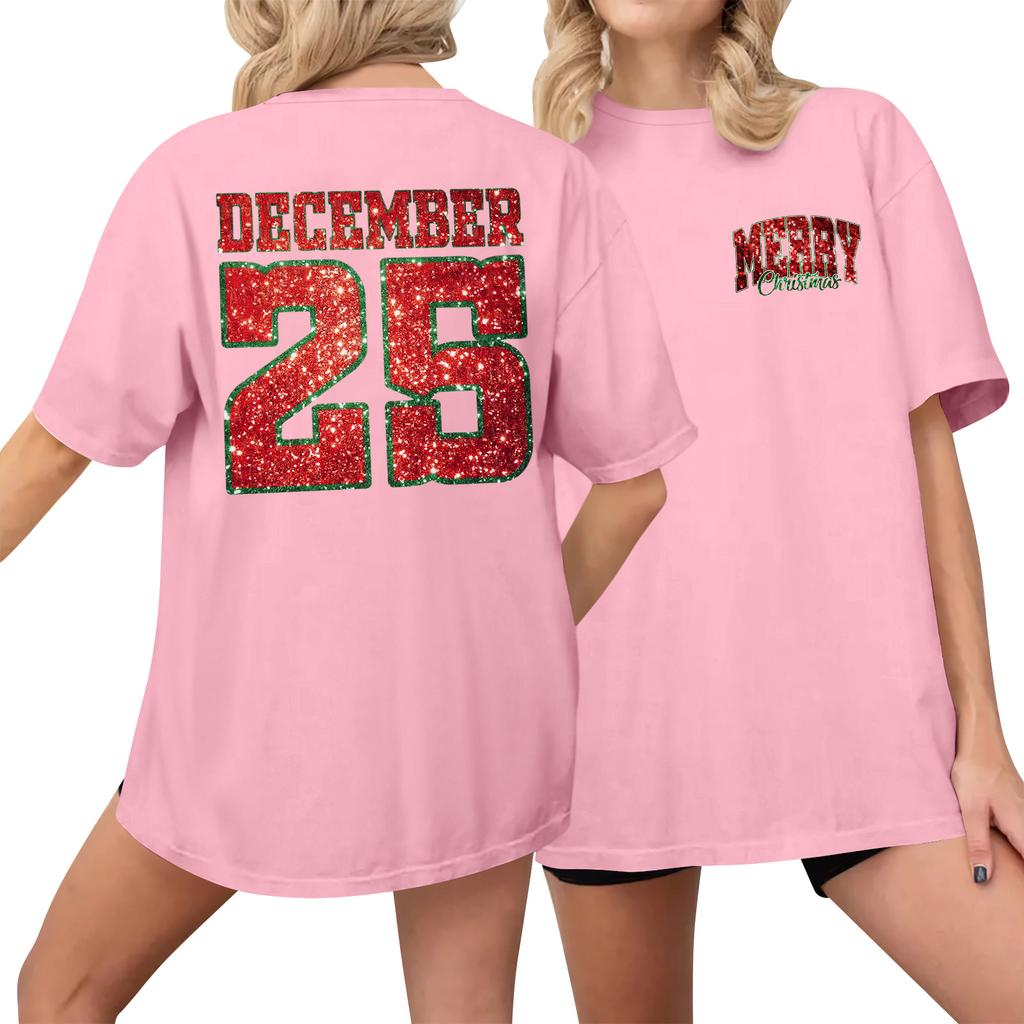 Women's Casual Printed T-Shirt Round Neck Pullover Short Sleeve Top