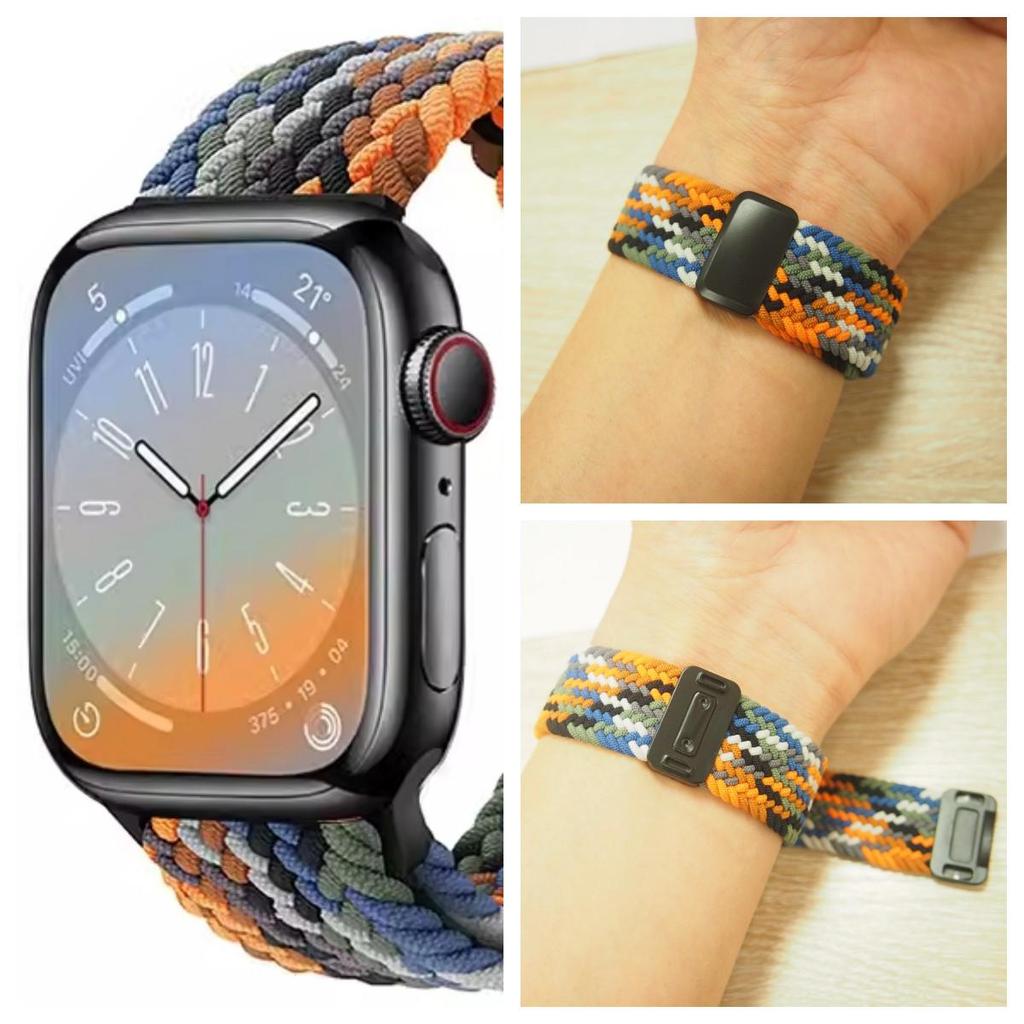 Совместимый эластичный плетеный нейлоновый магнитный ремешок для Apple Watch 4, 5, 6 и iWatch 7, 8, 9